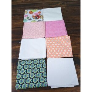 Lot of Fabric, floral, heart, friends, pink, white, green, peach,‎ 2lb 1oz